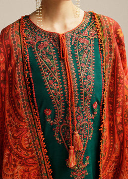Hussain Rehar Unstitched Luxury Dhanak Heavy Embroidered 3PC Suit