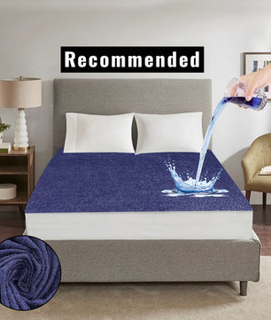 Terry Waterproof Mattress Cover -Blue