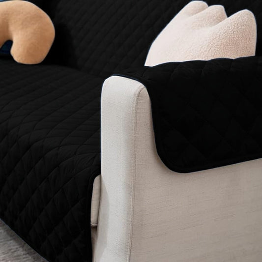 Cotton Quilted Sofa Runner - Sofa Coat Black