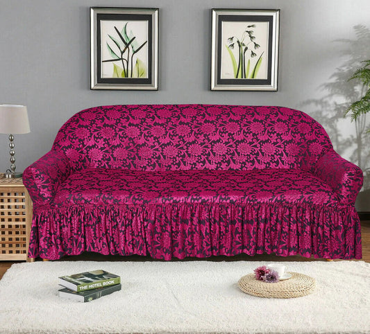 Flower Printed Sofa Cover - Pink