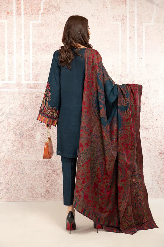 Winter 3PC Khaddar Embroidered Suit with Printed Wool Shawl