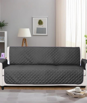 Cotton Quilted Sofa Runner - Sofa Coat Grey