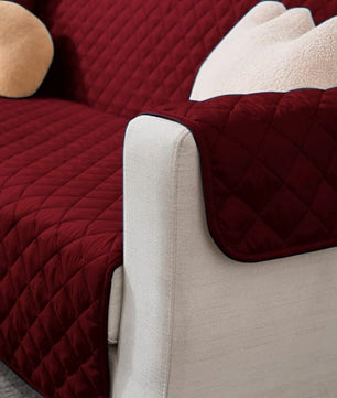 Cotton Quilted Sofa Runner - Sofa Coat Maroon