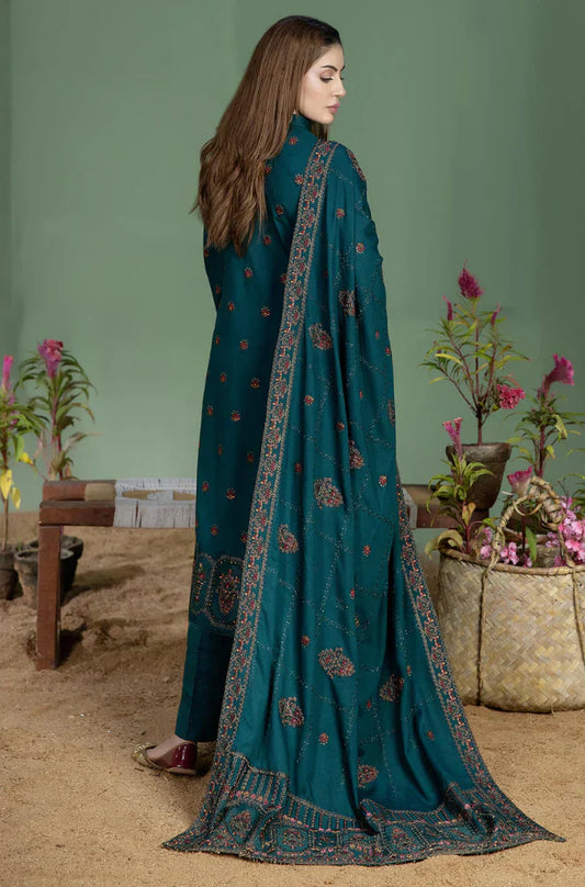 3PC DHANAK UNSTITCHED WITH EMBROIDERED SHAWL