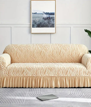 Zebra Velvet Sofa Covers (Beige)