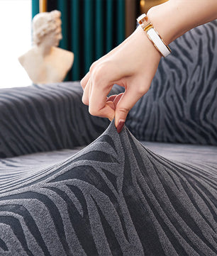 Zebra Velvet Sofa Covers (Grey)