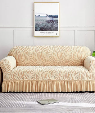 Zebra Velvet Sofa Covers (Beige)