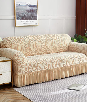 Zebra Velvet Sofa Covers (Beige)