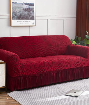 Zebra Velvet Sofa Covers (Maroon)