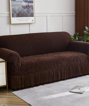 Zebra Velvet Sofa Covers (Dark Brown)