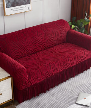 Zebra Velvet Sofa Covers (Maroon)