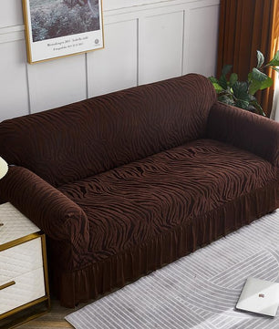 Zebra Velvet Sofa Covers (Dark Brown)