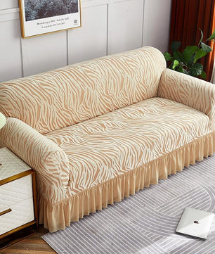 Zebra Velvet Sofa Covers (Beige)