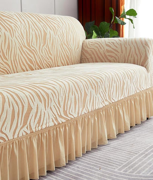Zebra Velvet Sofa Covers (Beige)